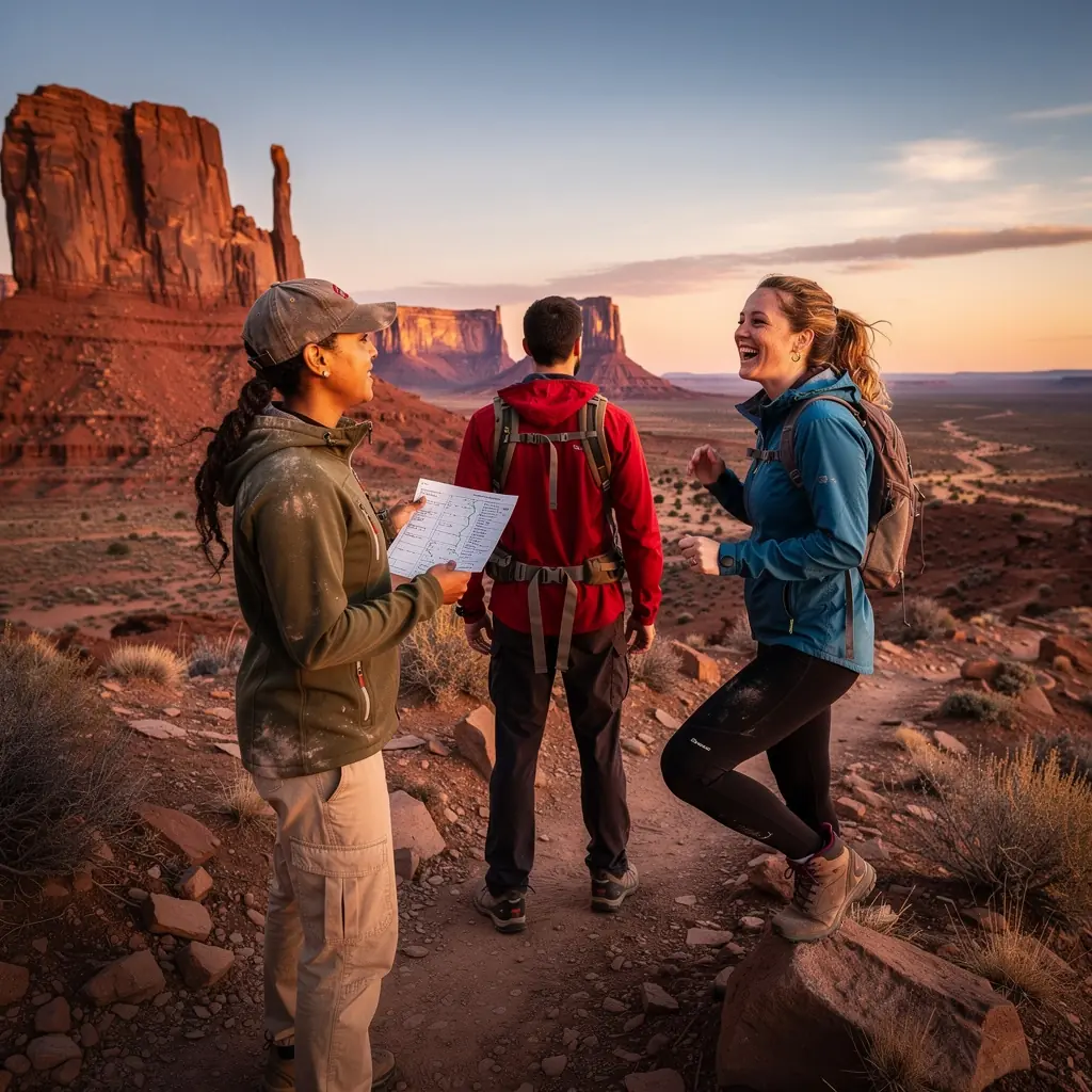 Karta z informacjami o lokalnych restauracjach i punktach noclegowych w okolicy.